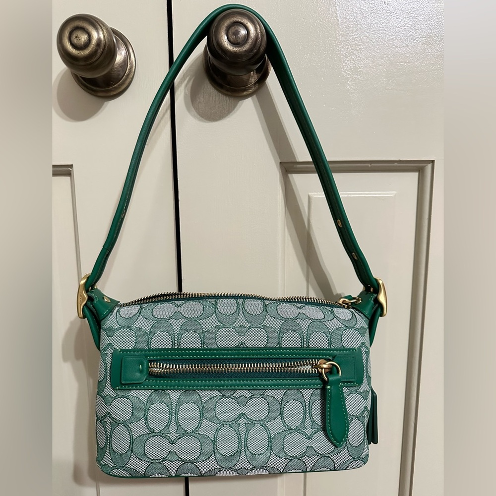 Coach Demi bag in signature jacquard green